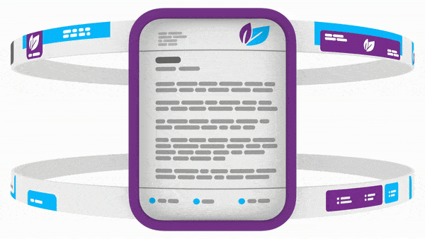 Een carrousel van dynamische kop- en voetteksten wordt door een document met vaste inhoud gedraaid