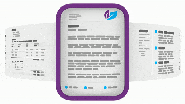 Een carrousel van dynamische inhoud wordt door een document met vaste kop- en voettekst gedraaid