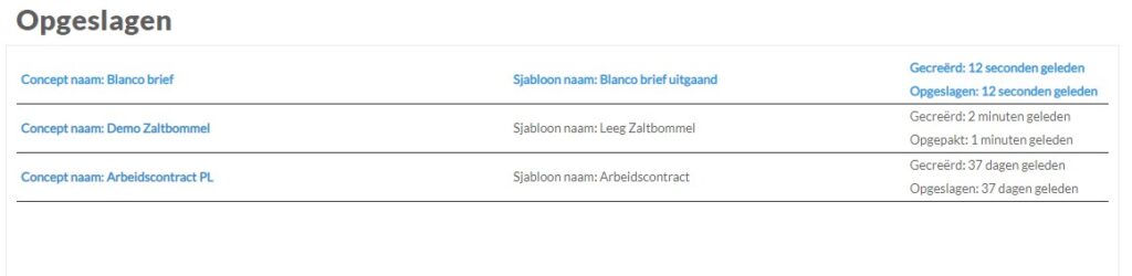 In SmartControl zijn verschillende concepten van een sjabloon opgeslagen