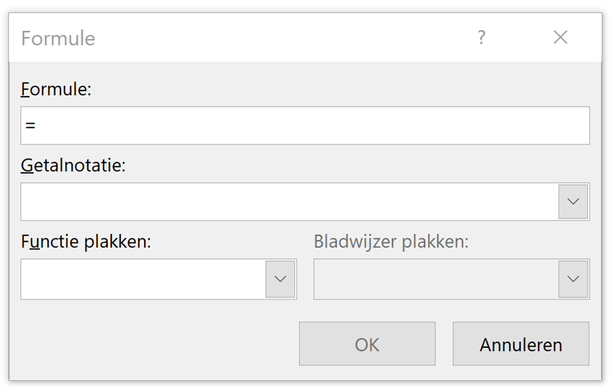 In MS Word wordt een formule gedefinieerd
