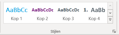 In MS Word zijn verschillende stijlen gedefinieerd en beschikbaar in de menubalk